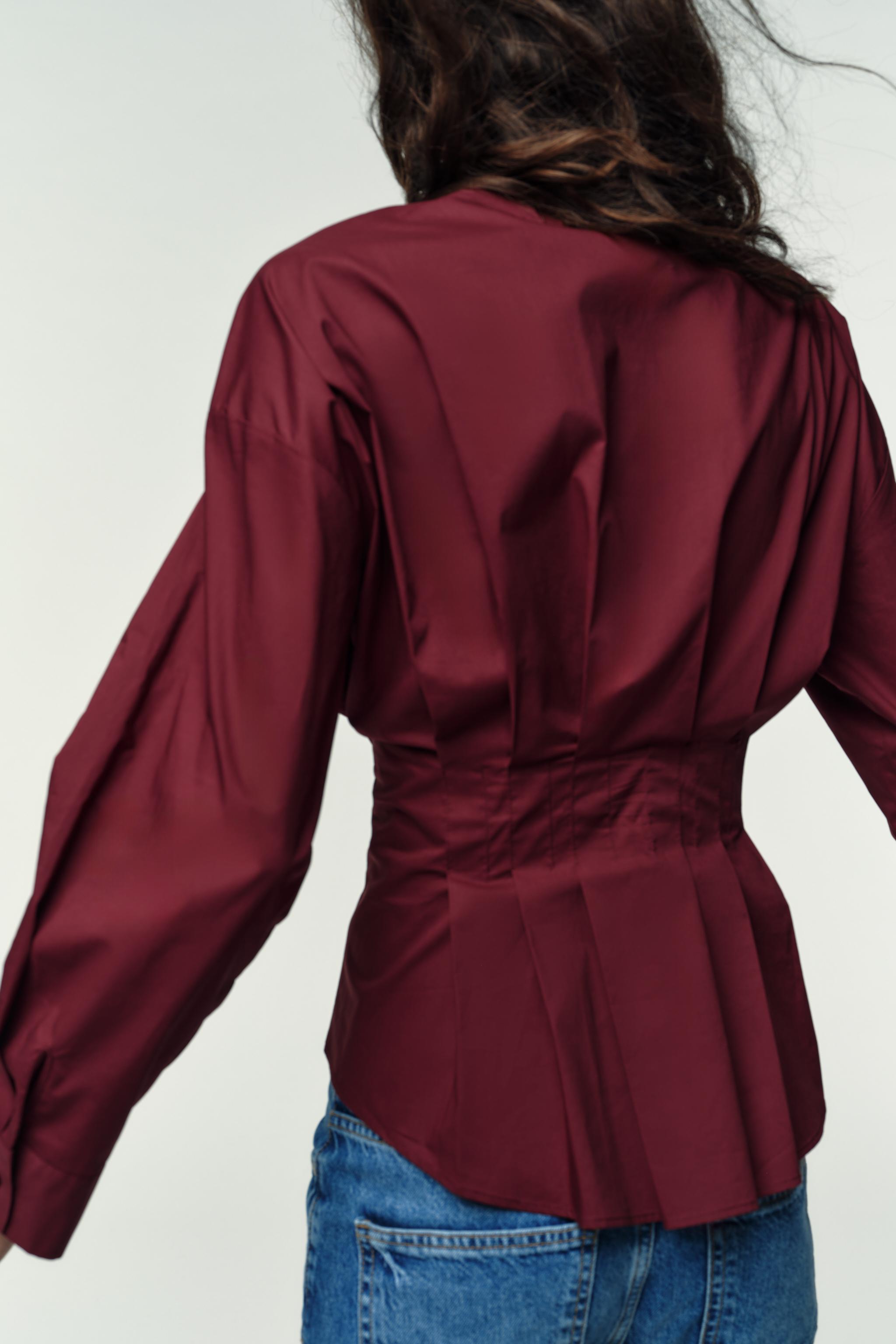 PLEATED POPLIN SHIRT